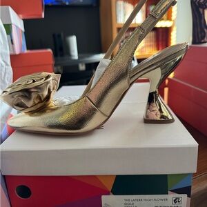 Katy Perry Collections Gold Heels with Bow Accent